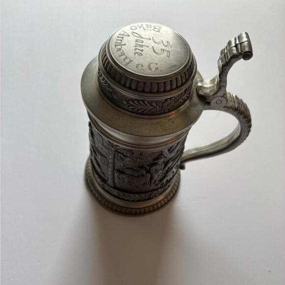 Vintage German Pewter Beer Stein with Lid 35 Jahre Bäko Amberg Shepherd Scene - Picture 3 of 9